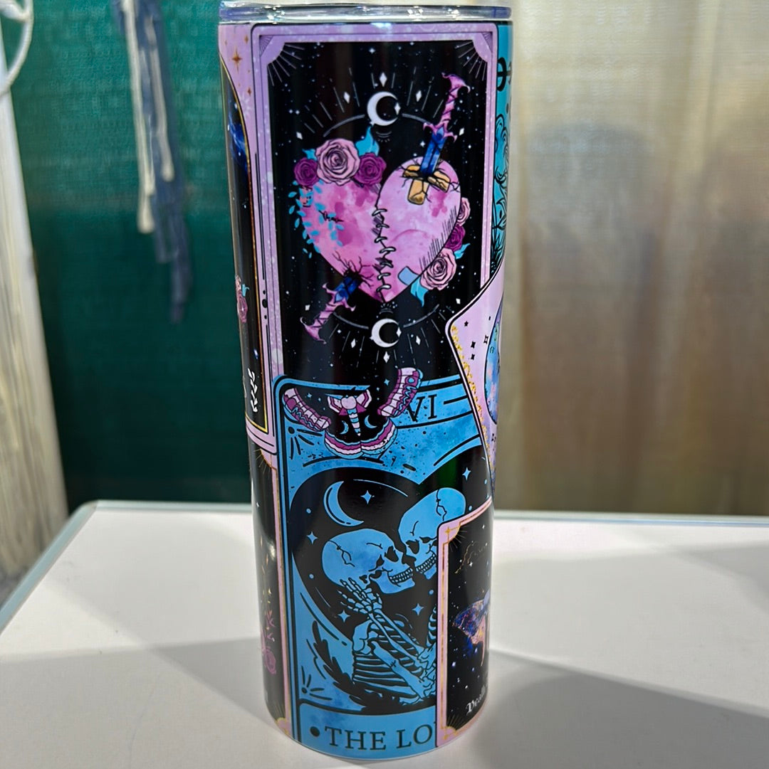 Tarot Cards Blue and Lavender 20 oz Stainless Steel Tumbler