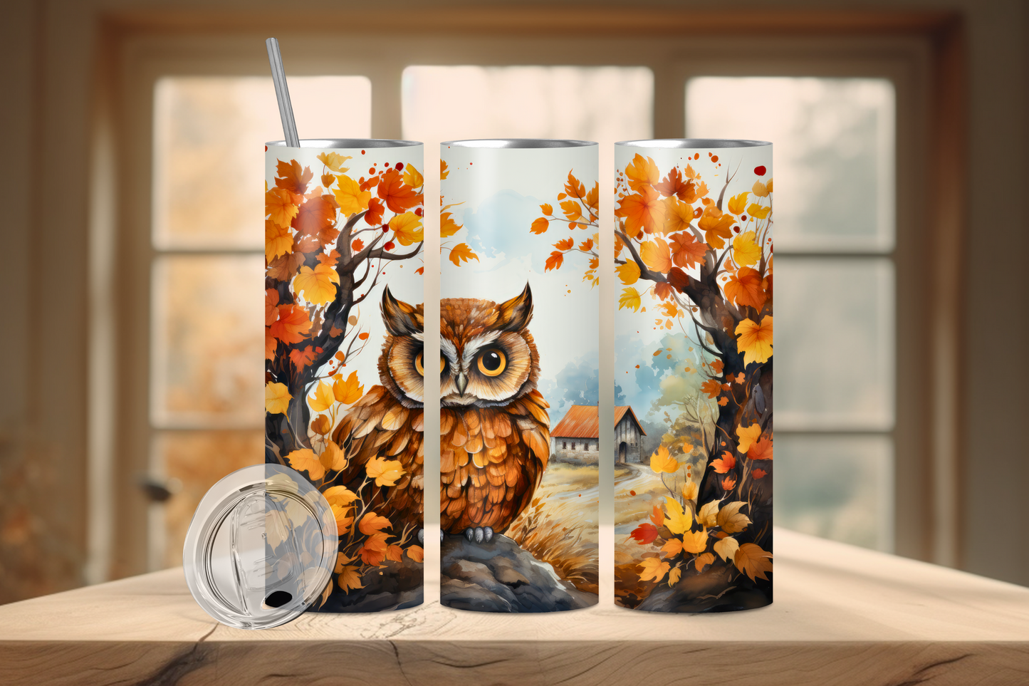 Owl in an Autumn (Fall) Tree 20 oz Stainless Steel Tumbler