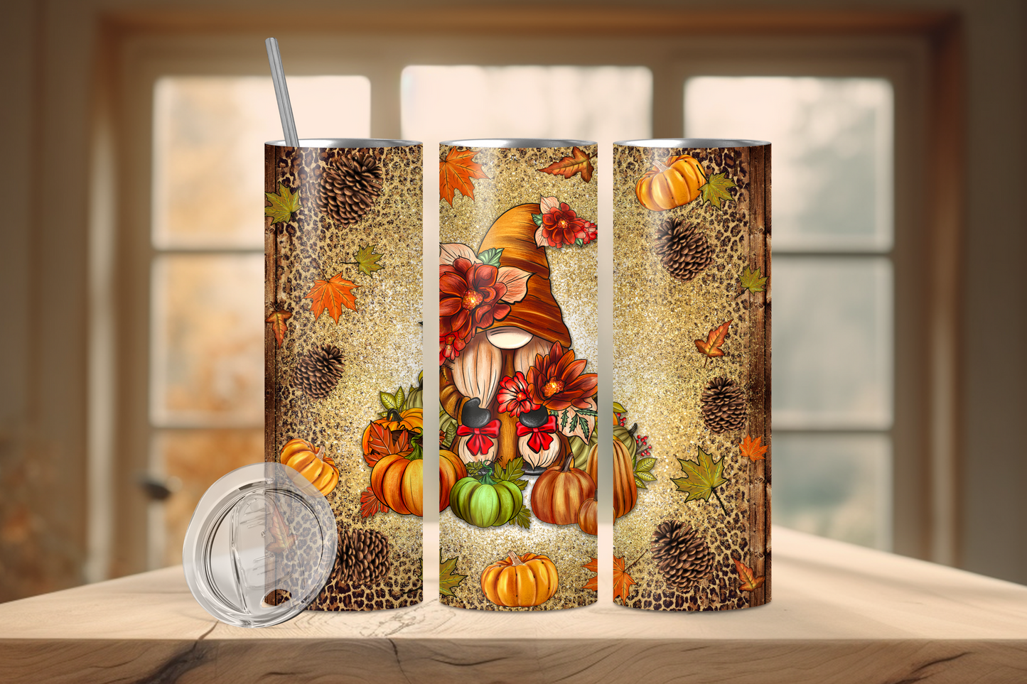 Autumn Gnome with Pumpkin 20 oz Stainless Steel Tumbler