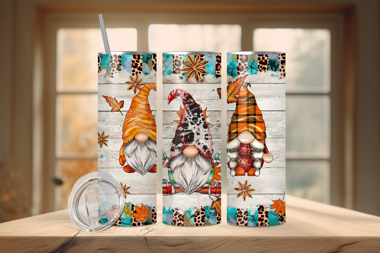 Autumn Gnome Trio 20 oz Stainless Steel Tumbler