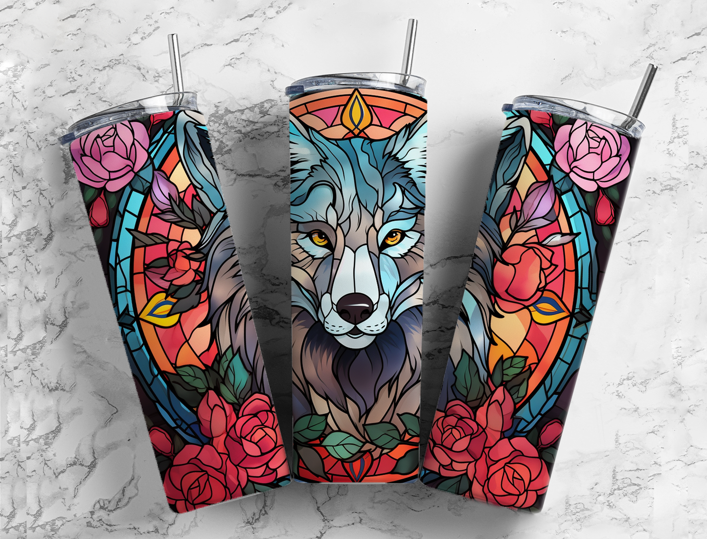 Autumn (Fall) Wolf 20 oz Stainless Steel Tumbler