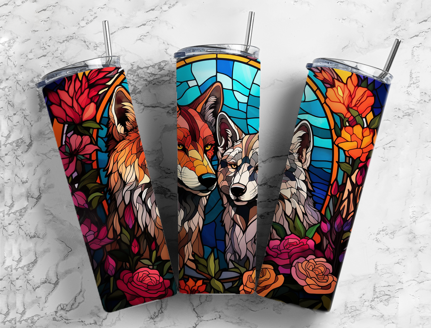 Autumn (Fall) Wolves 20 oz Stainless Steel Tumbler