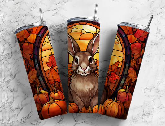 Autumn (Fall) Rabbit with Pumpkins 20 oz Stainless Steel Tumbler