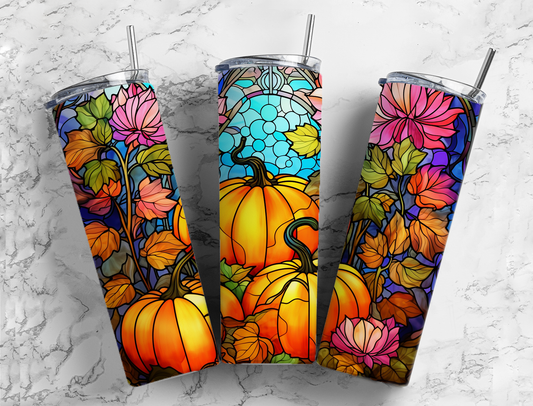 Autumn (Fall) Pumpkins and Leaves 20 oz Stainless Steel Tumbler