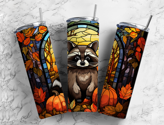 Autumn (Fall) Raccoon 20 oz Stainless Steel Tumbler