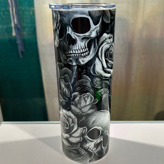 Monochrome Skull 20 oz Stainless Steel Tumbler