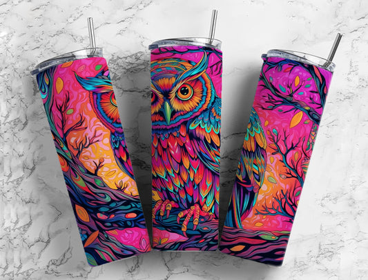 Pink Owl 20 oz Stainless Steel Tumbler