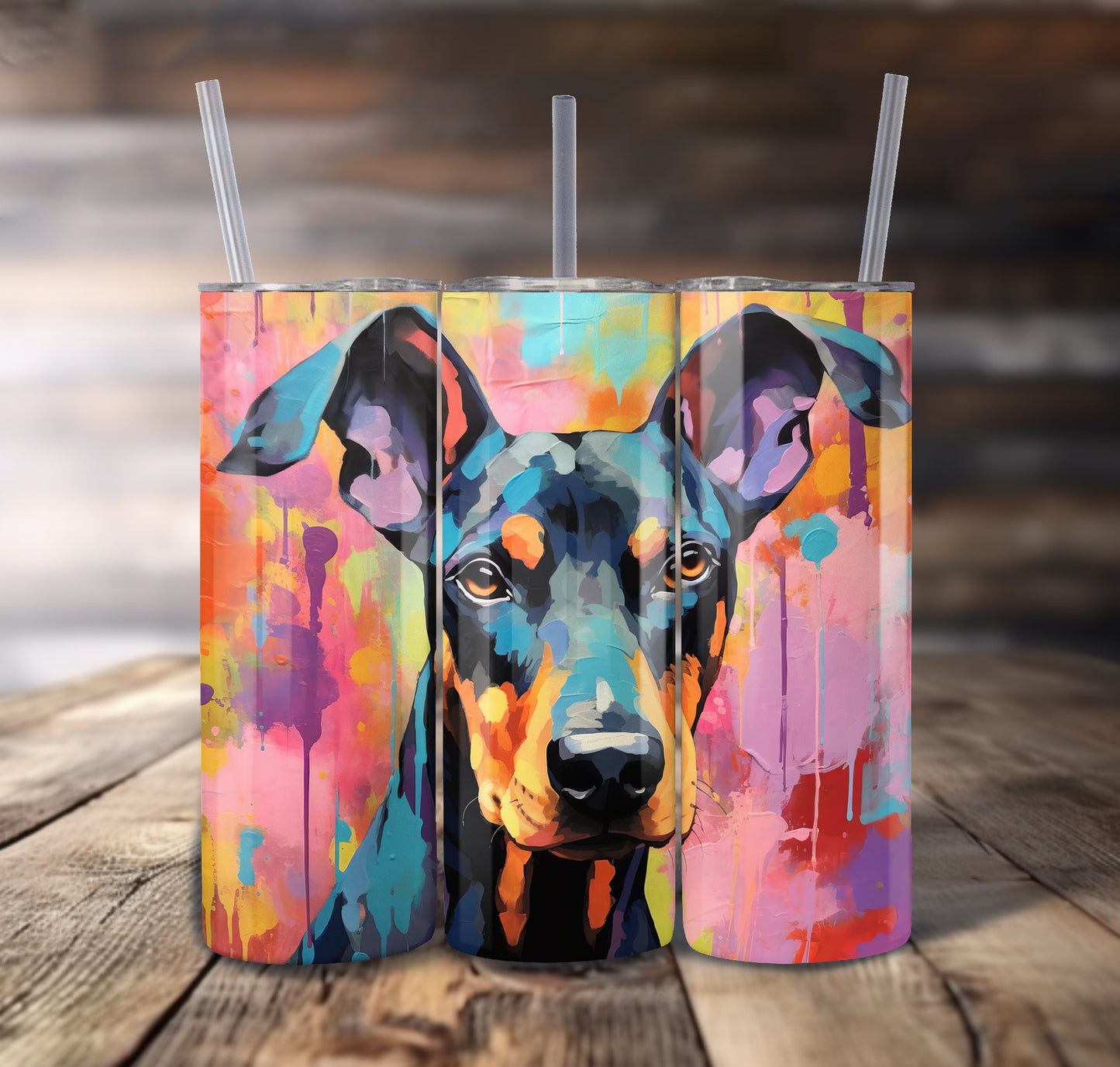 Doberman Pinscher Dog 20 oz Stainless Steel Tumbler