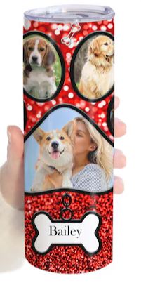 Faux Glitter Dog Custom Photo Tumbler - Add Your Own Photos!