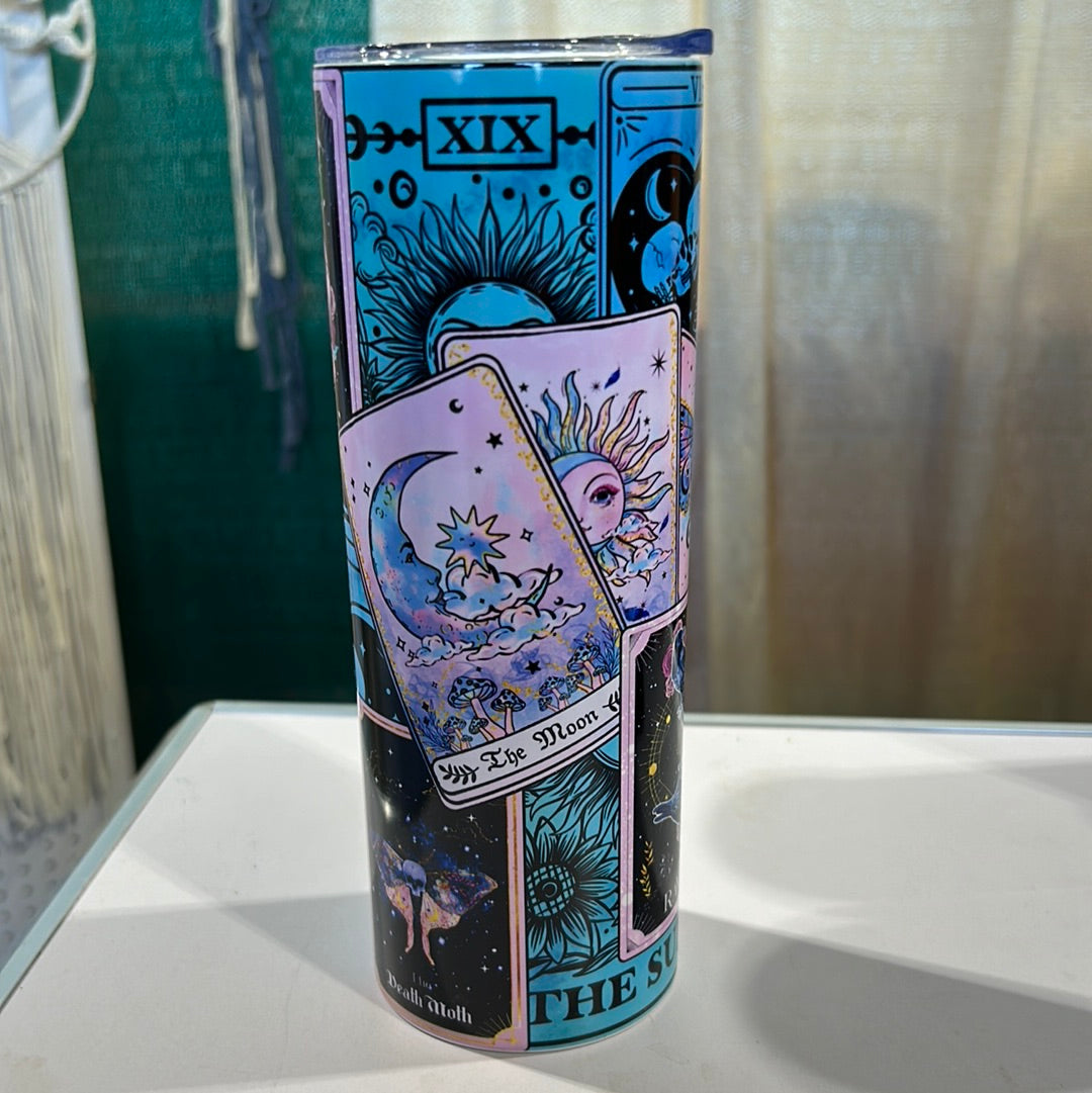 Tarot Cards Blue and Lavender 20 oz Stainless Steel Tumbler