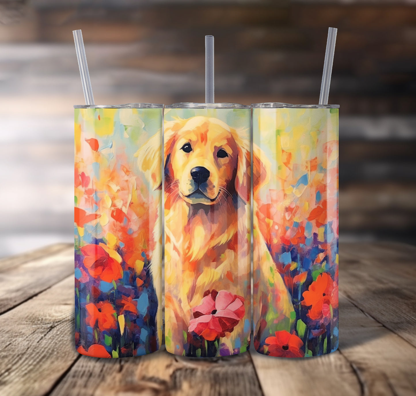 Golden Retriever Dog 20 oz Stainless Steel Tumbler