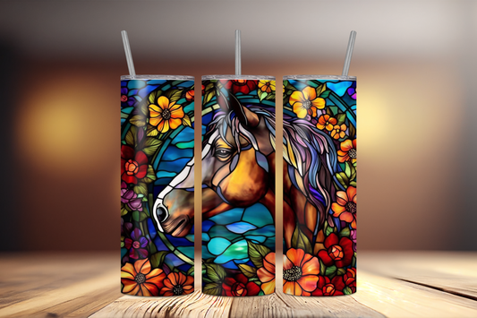 Horse Stained Glass Look 20 oz Stainless Steel Tumbler