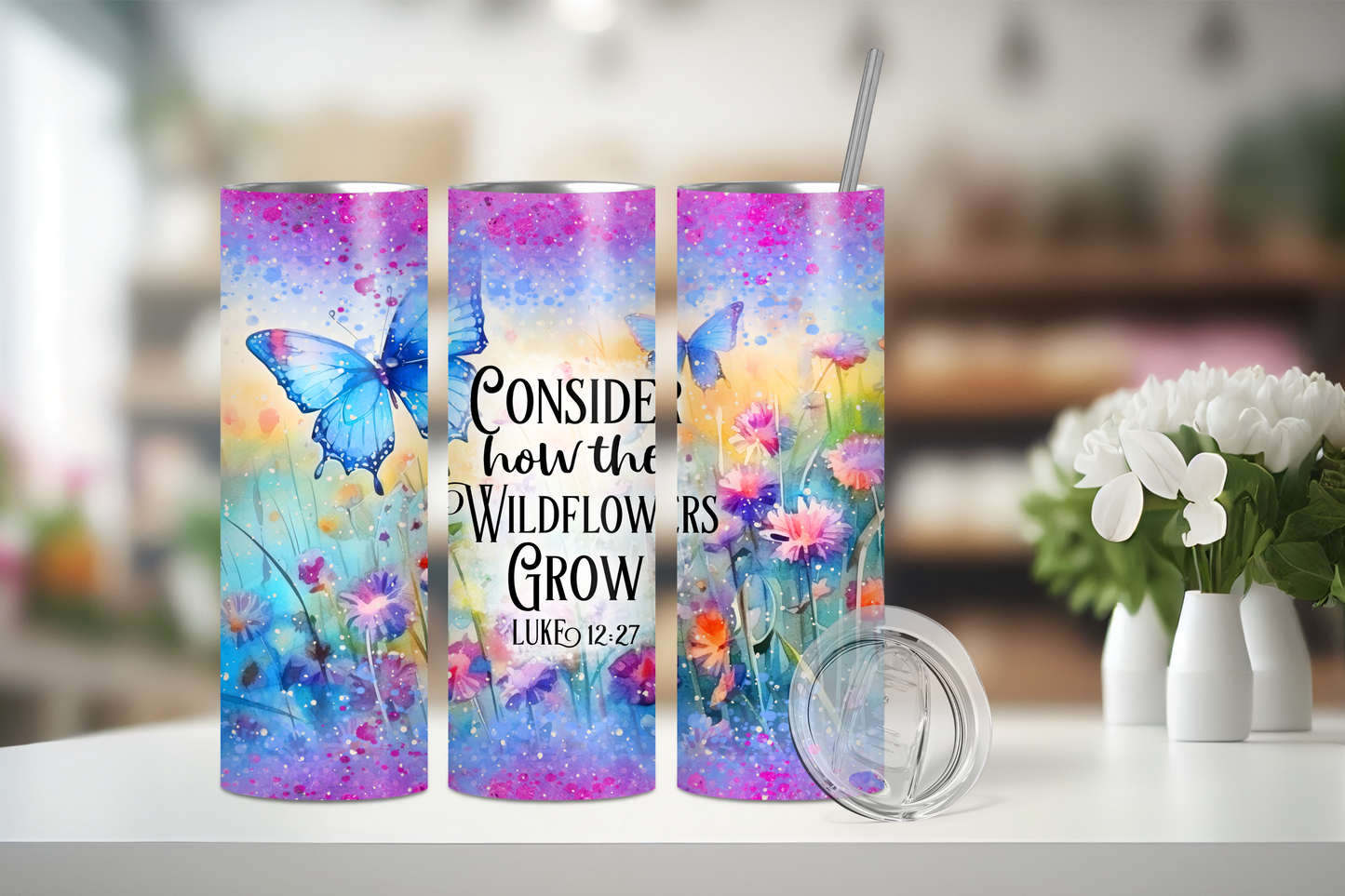 Consider How the Wildflowers Grow 20 oz Stainless Steel Tumbler