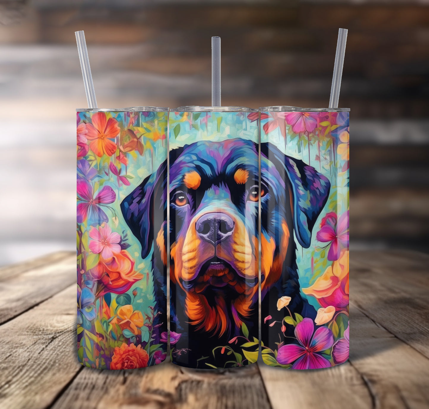 Rottweiler Dog 20 oz Stainless Steel Tumbler