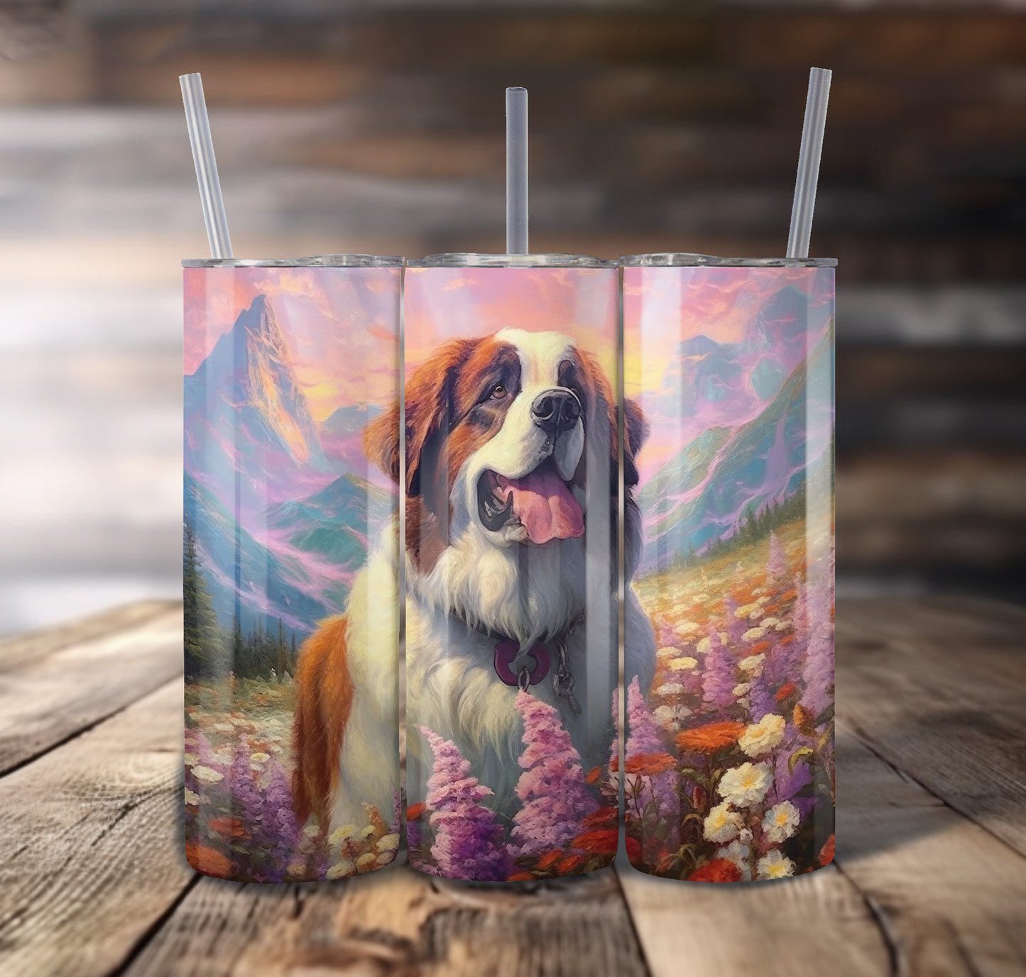 Saint Bernard Dog 20 oz Stainless Steel Tumbler