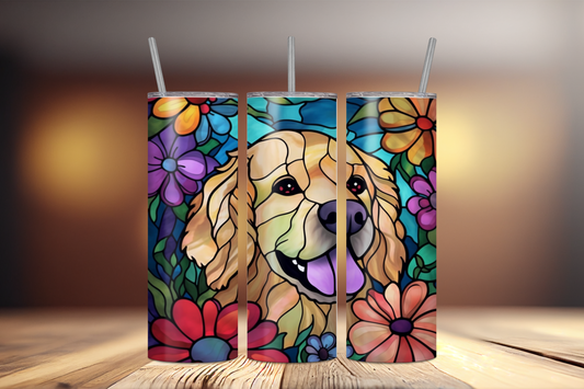 Golden Retriever Stained Glass Look 20 oz Stainless Steel Tumbler